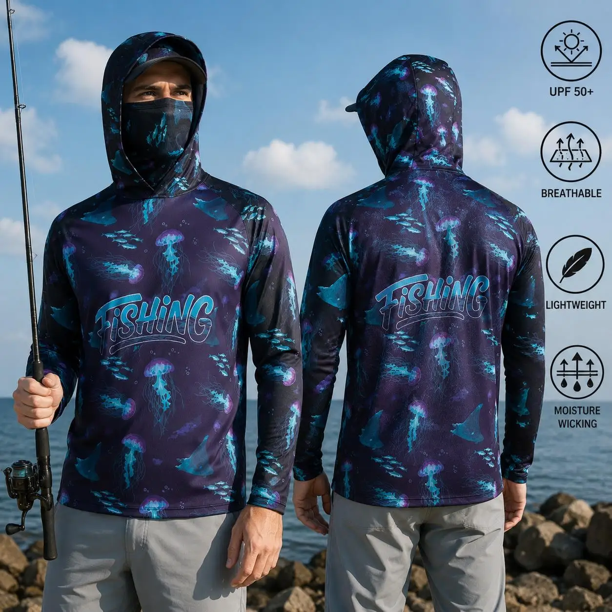 Fishing Shirt Hooded Men Fishi - огляд і ціна Fishing Mask Sun Protection