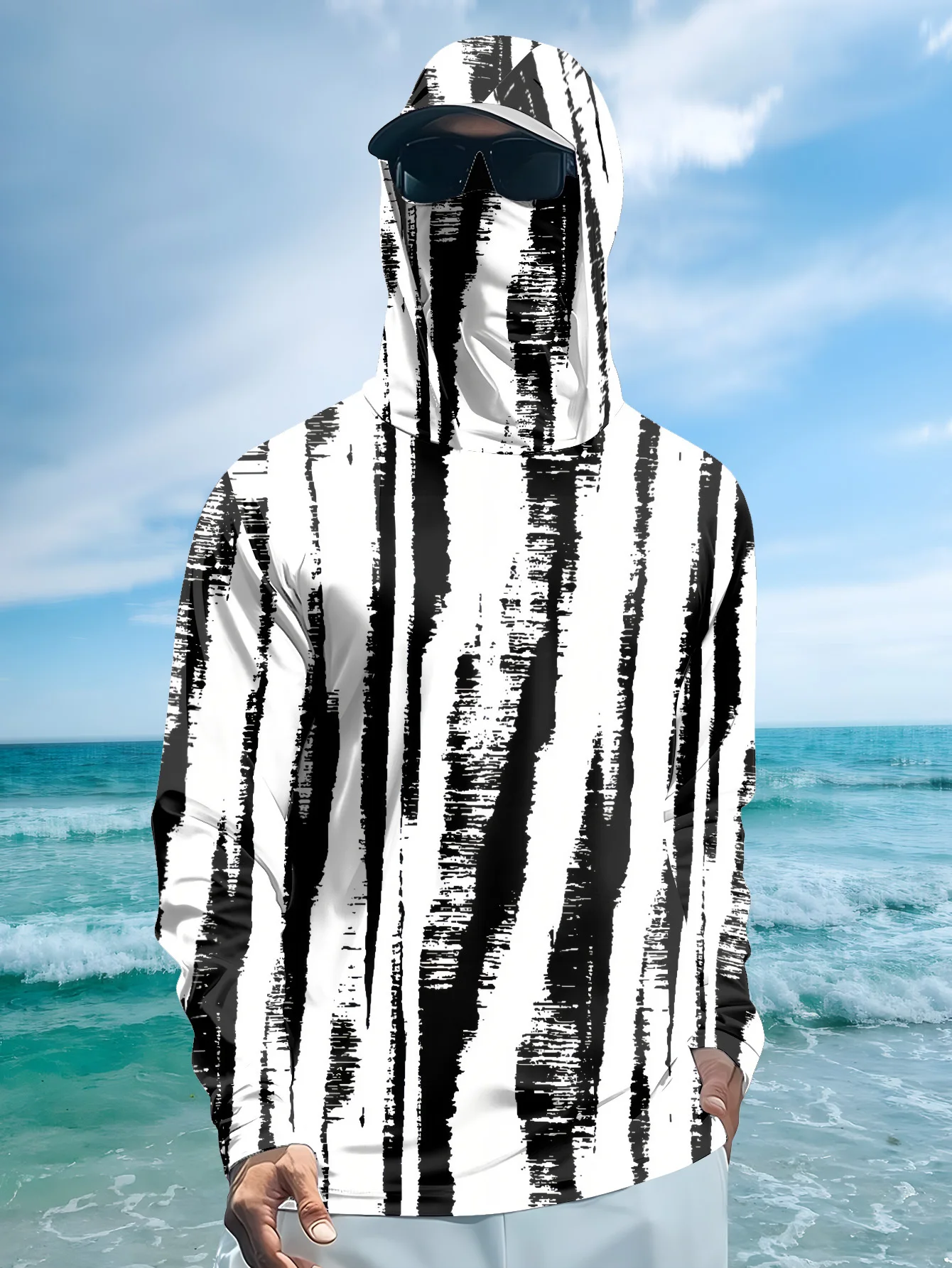 Men Black‑White Stripe Fishing - огляд і ціна Fishing Mask Sun Protection
