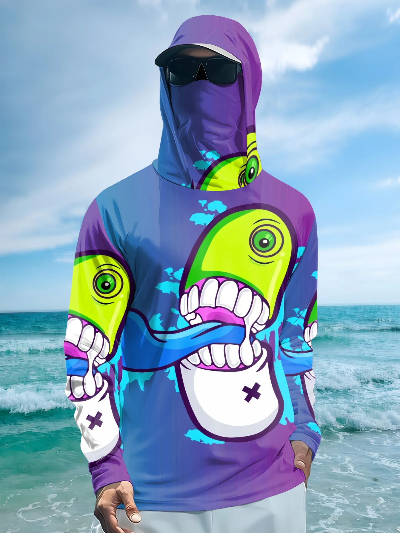 Men Cartoon Monster Graffiti F - огляд і ціна Fishing Mask Sun Protection