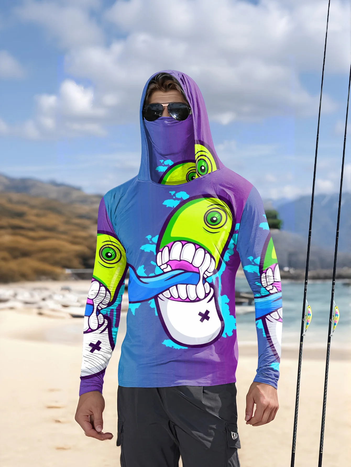 Men Cartoon Monster Graffiti F - огляд і ціна Fishing Mask Sun Protection