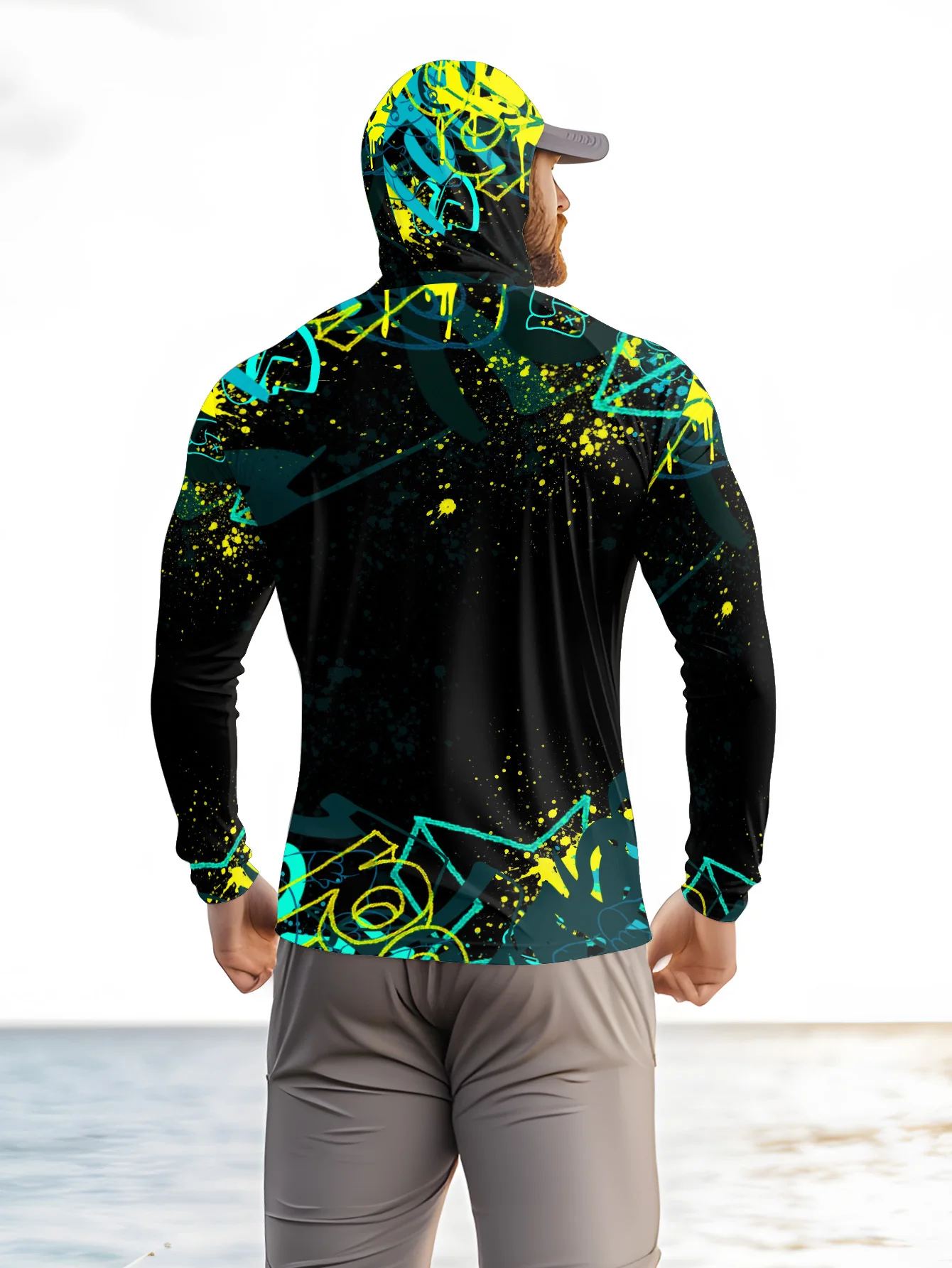 Men UPF50+ Fishing Hoodie With - огляд і ціна Fishing Mask Sun Protection