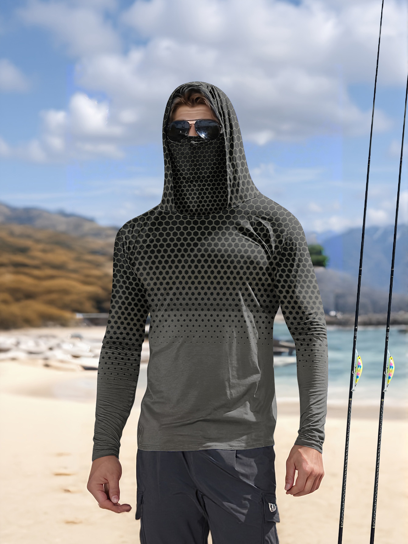 Men Summer UPF50+ Fishing Hood - огляд і ціна Fishing Mask Sun Protection
